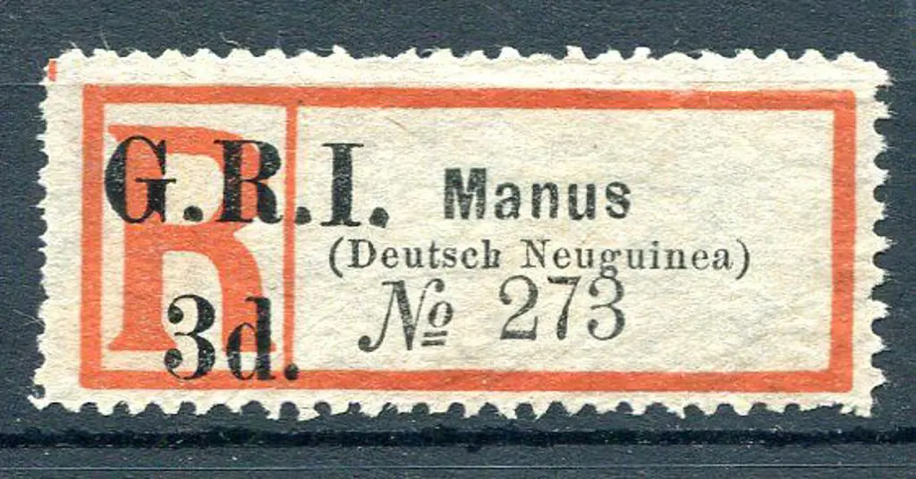 1915 "Manus" black & red registration label in ... Image 1++