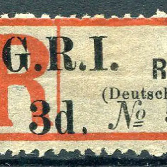 1915 "Rabaul" black & red registration label in ...