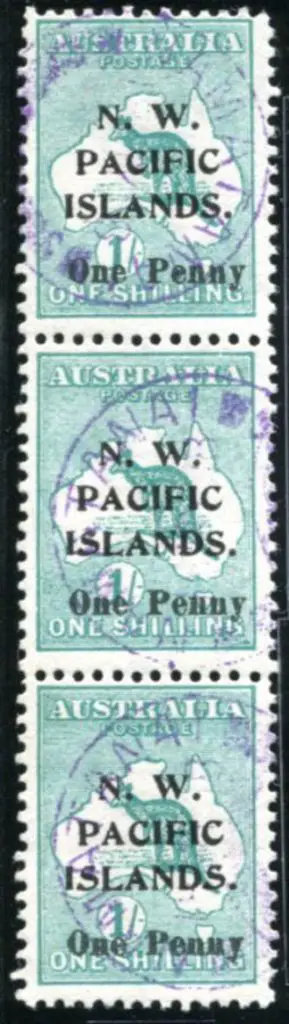 1918 1/- emerald kangaroo with "One Penny" ... Image 1++