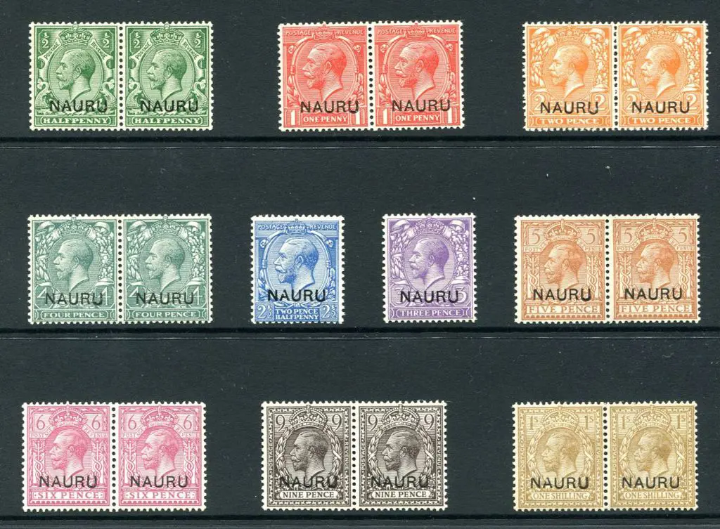 1916/23 KGV ovpts to 1/- in pairs (2½d, 3d singles ... Image 1++