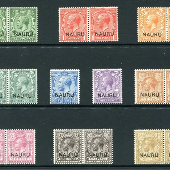 1916/23 KGV ovpts to 1/- in pairs (2½d, 3d singles ...