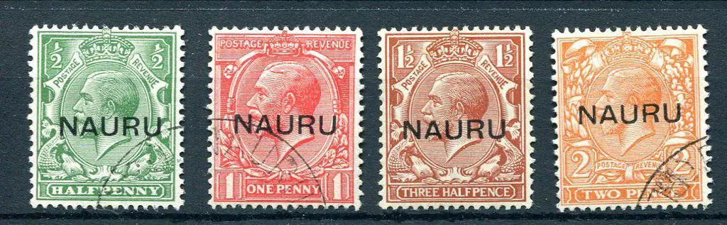 1916/23 KGV central ovpts set of 4 with 1½d MLH & ... Image 1++