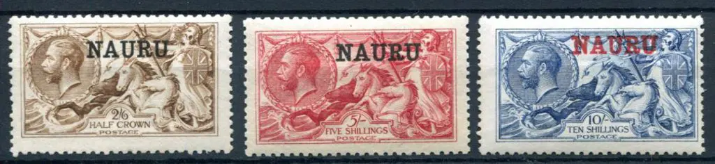 1916/23 2/6d, 5/- & 10/- Seahorses, DLR printing. ... Image 1++