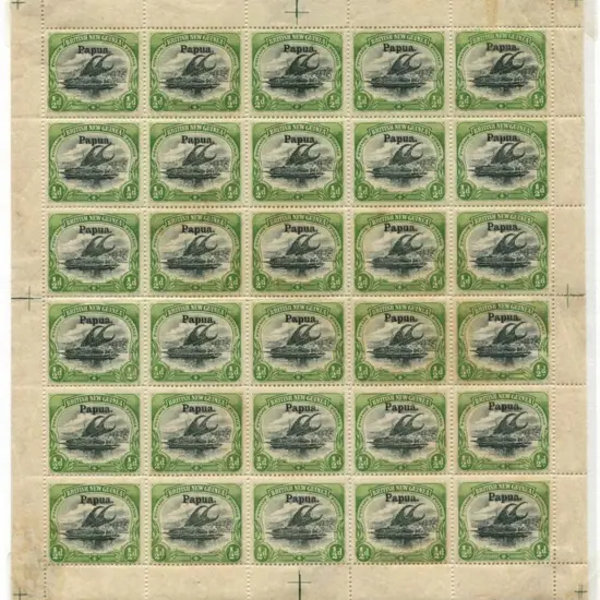 1906 ½d "large Papua" complete MUH/MLH sheet of 30 ...