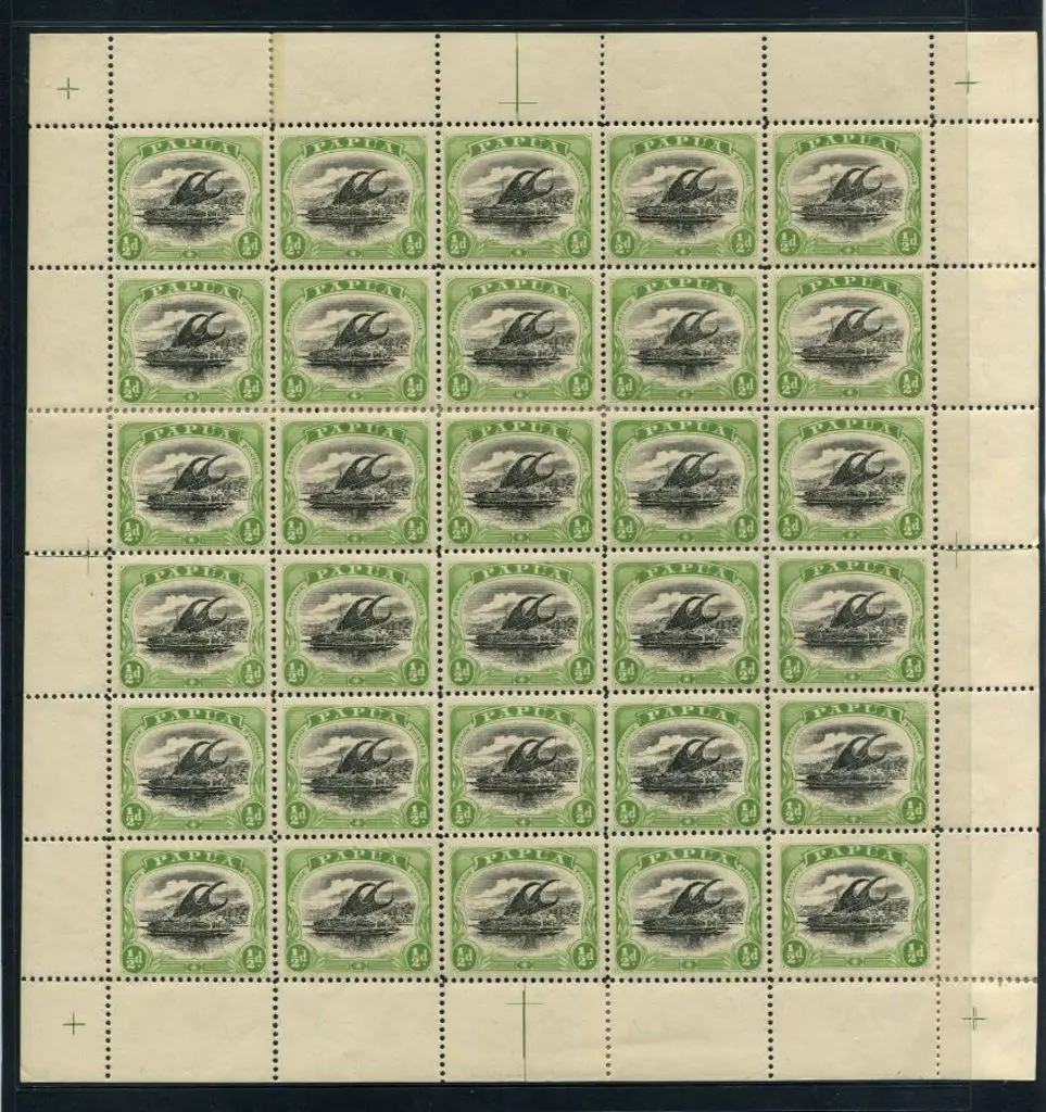 1907/10 ½d black & green "large Papua" in complete ... Image 1++