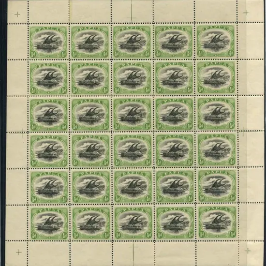 1907/10 ½d black & green "large Papua" in complete ...