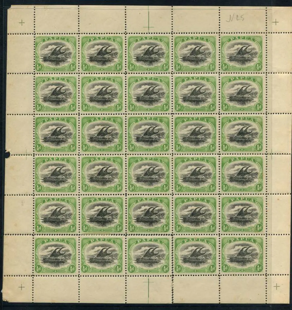 1907/10 ½d black & green "large Papua" in complete ... Image 1++