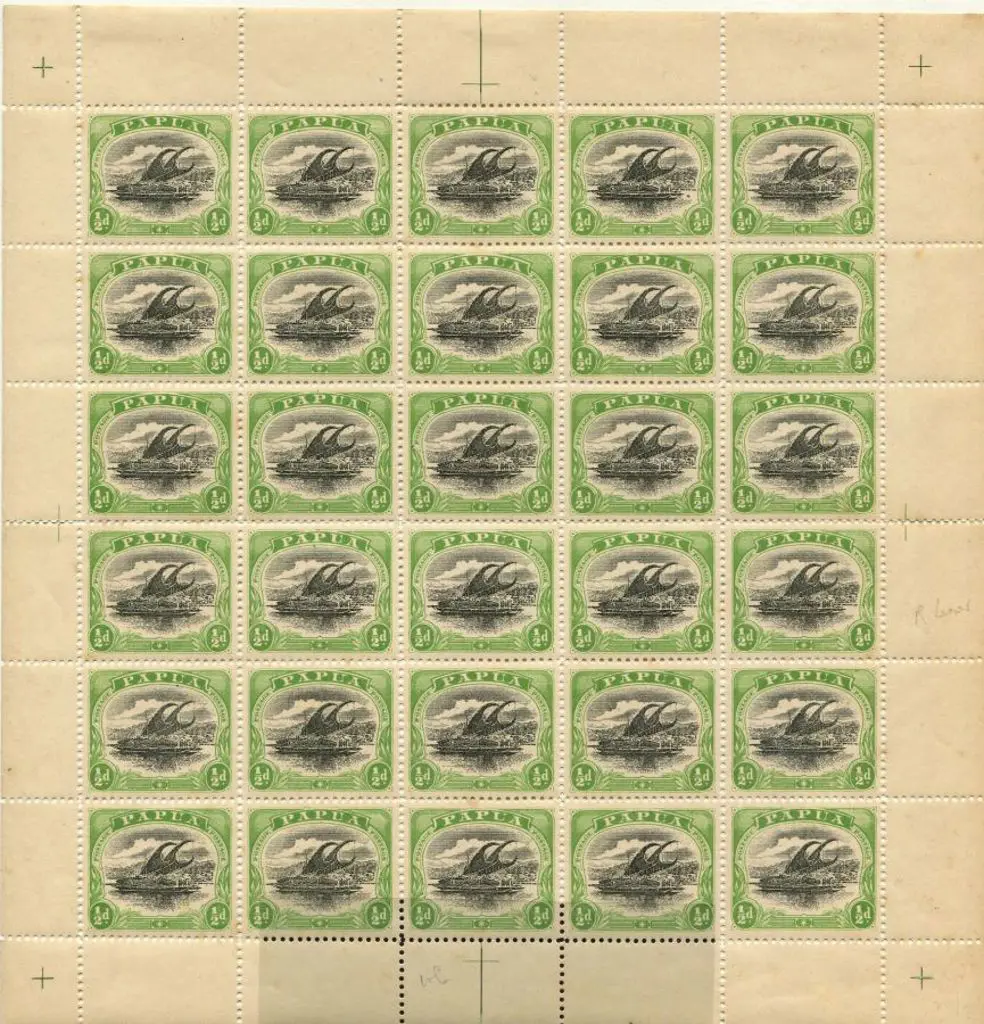1907/10 ½d black & green "large Papua" in complete ... Image 1++