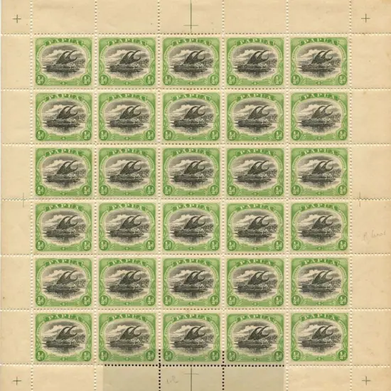 1907/10 ½d black & green "large Papua" in complete ...