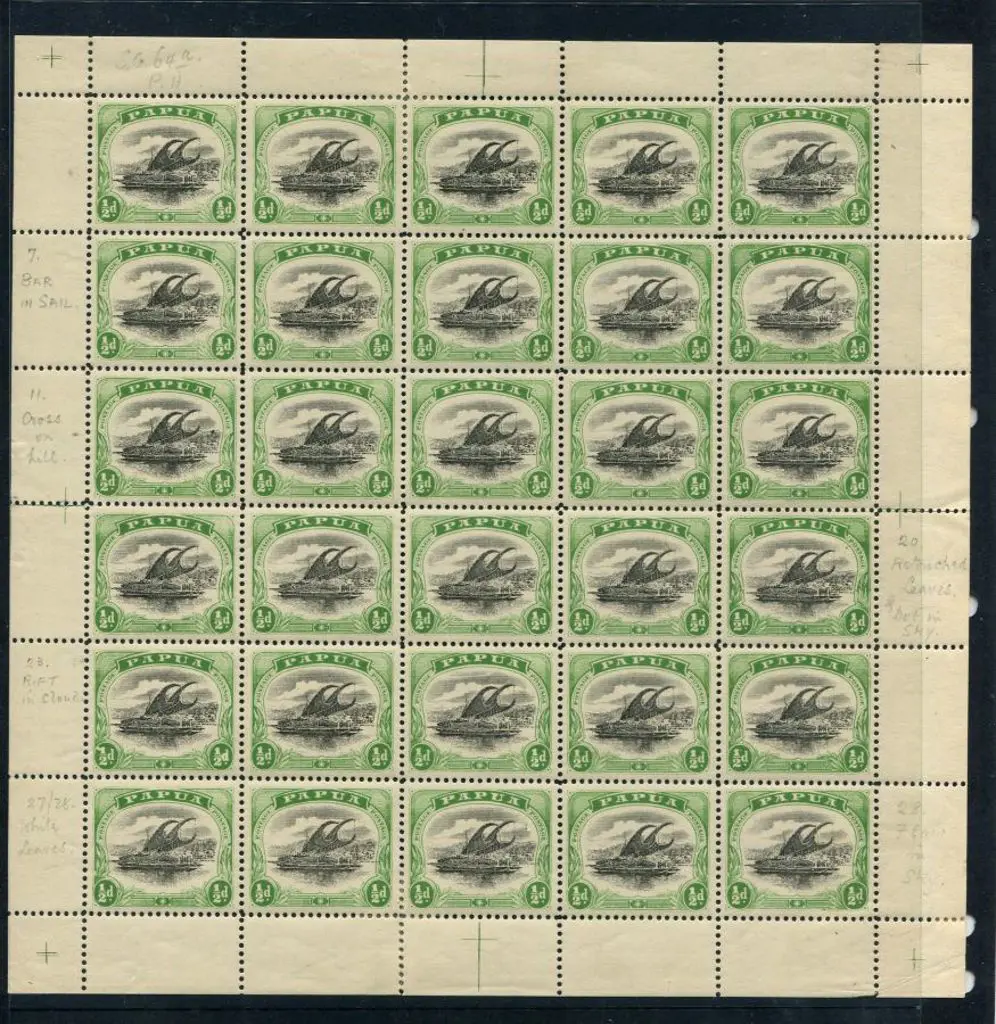1907/10 ½d black & deep green "small Papua" perf. ... Image 1++