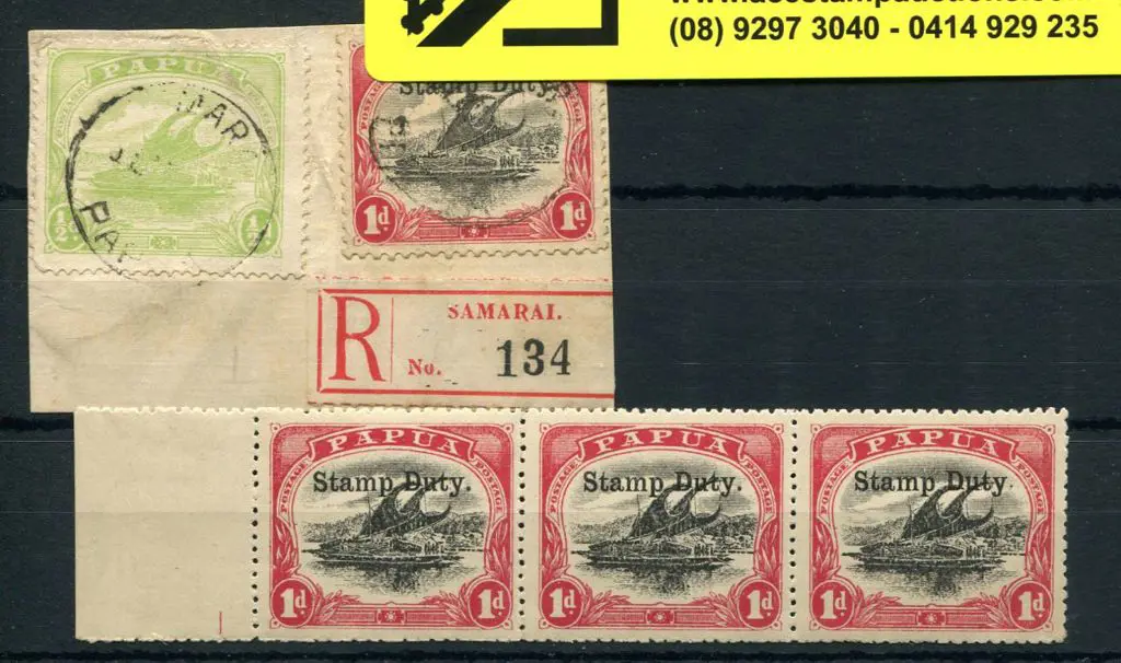 1910/11 1d black & carmine "large Papua" MUH ... Image 1++
