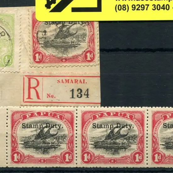 1910/11 1d black & carmine "large Papua" MUH ...
