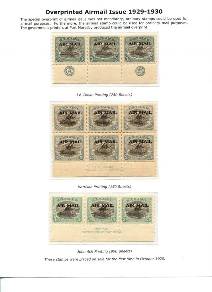 1929/30 3d AIR MAIL ovpts showing the 3 printings ... Image 1++