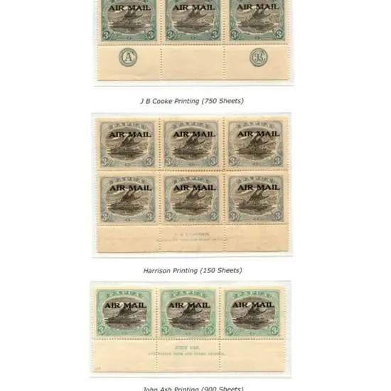 1929/30 3d AIR MAIL ovpts showing the 3 printings ...