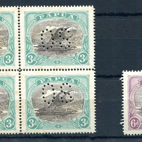 1930 3d black & blue green perfined "OS" in block ...
