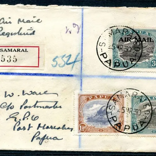 1930 (25th Mar) Samarai regd cover to Port Moresby ...