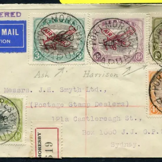 1930 (8th Dec) Airmail regd cover Port Moresby to ...