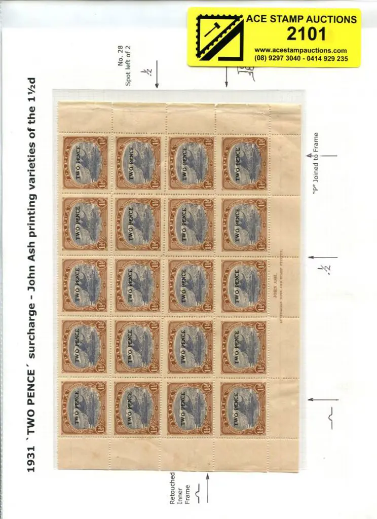 1931 "TWO PENCE" surcharge as above but the Ash ... Image 1++