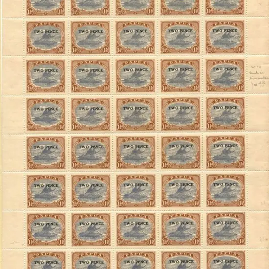 1931 "TWO PENCE" surcharge Ash complete sheet of ...