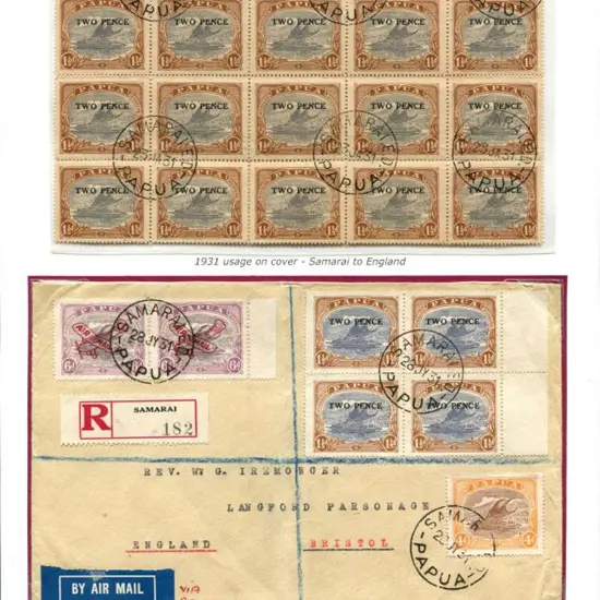 1931 "TWO PENCE" surcharge Mullett CTO block of 15 ...