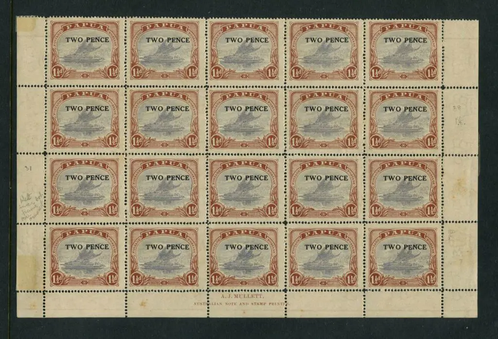 1931 "TWO PENCE" surcharge Mullett lower half ... Image 1++