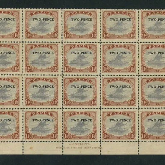 1931 "TWO PENCE" surcharge Mullett lower half ...