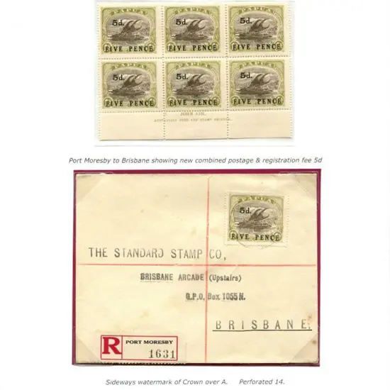 1931 "5d. & FIVEPENCE" surcharge in Ash imprint ...