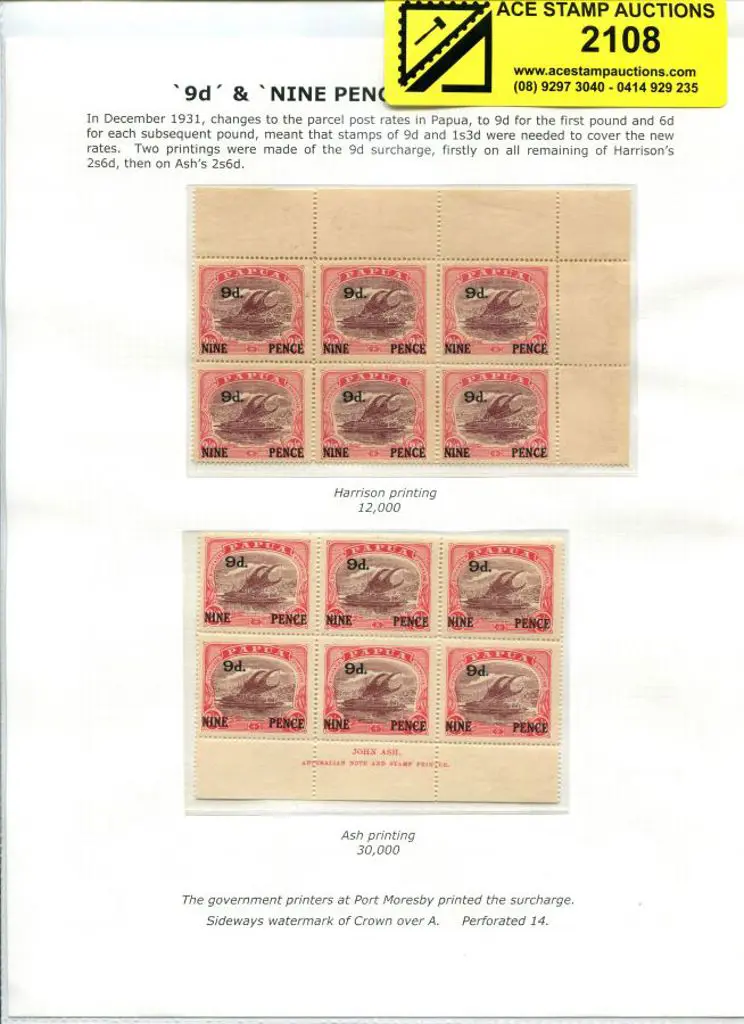1931 "9d. & NINE PENCE" surcharges MUH on 2/6d ... Image 1++