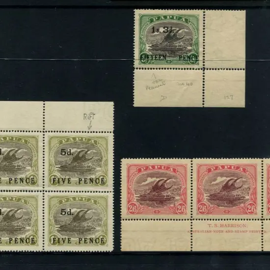 1931 5d on 1/- brown & yellow olive top left ...
