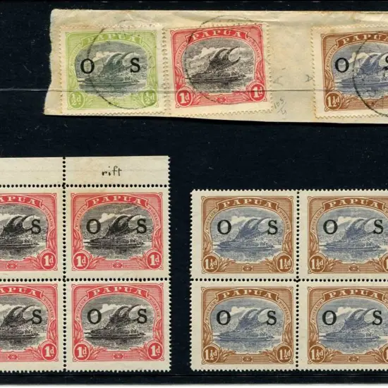 1931/32 1d in top left marginal block with rift ...