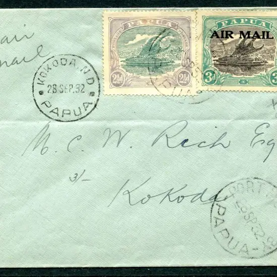 1932 (28th Sept) Port Moresby to Kokoda bearing 3d ...