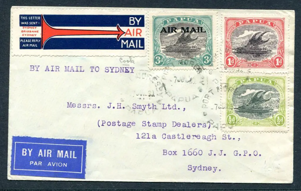 1935 (7th Jun) Port Moresby to Sydney with red & ... Image 1++