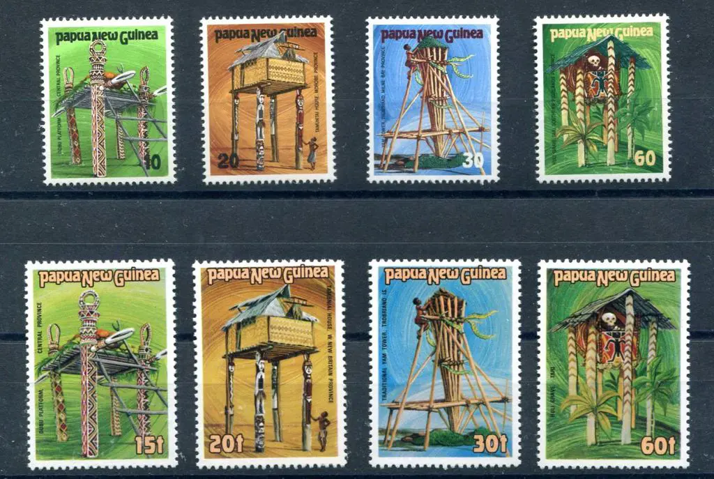 1985 Ceremonial Structures set of 4 trial stamps ... Image 1++