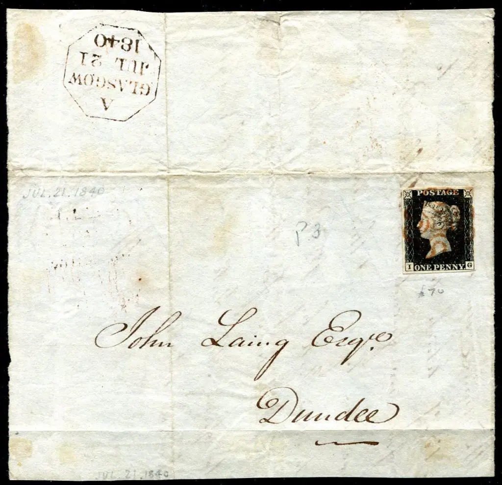 1840 1d intense black, plate 3, on part entire ... Image 1++