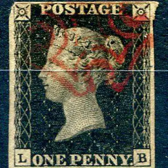 1840 1d black Plate 5. Neat partial red Maltese ...