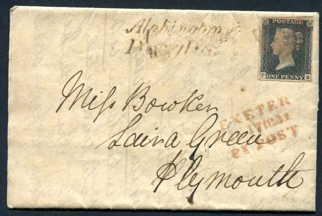 1840 1d black with 4 huge to touching margins tied ... Image 1++