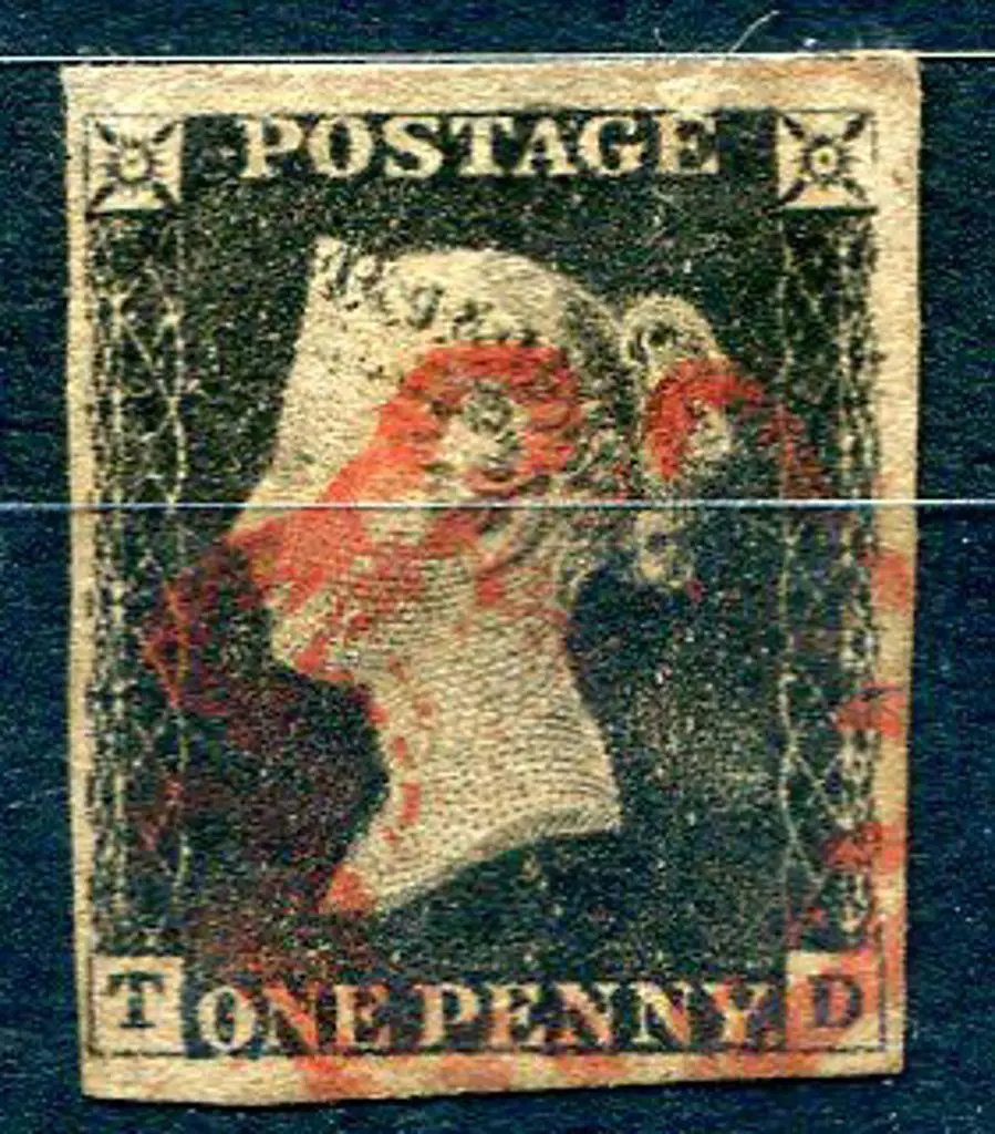 1840 1d black with red Maltese Cross pmk. Lettered ... Image 1++