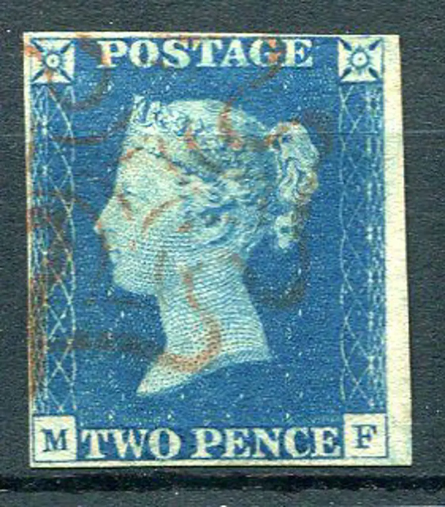 1840 2d deep full blue fine used with light red ... Image 1++