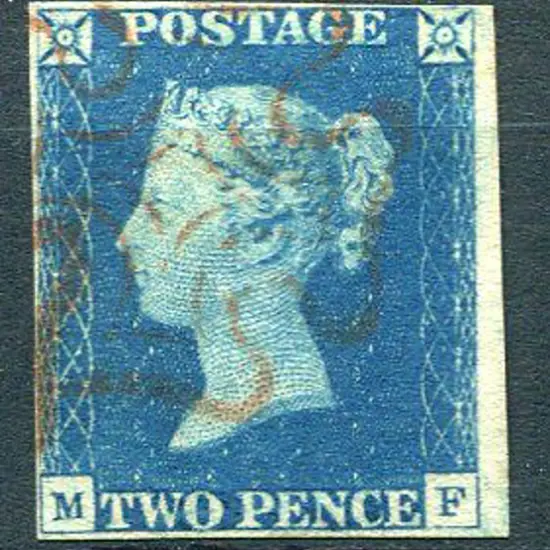 1840 2d deep full blue fine used with light red ...