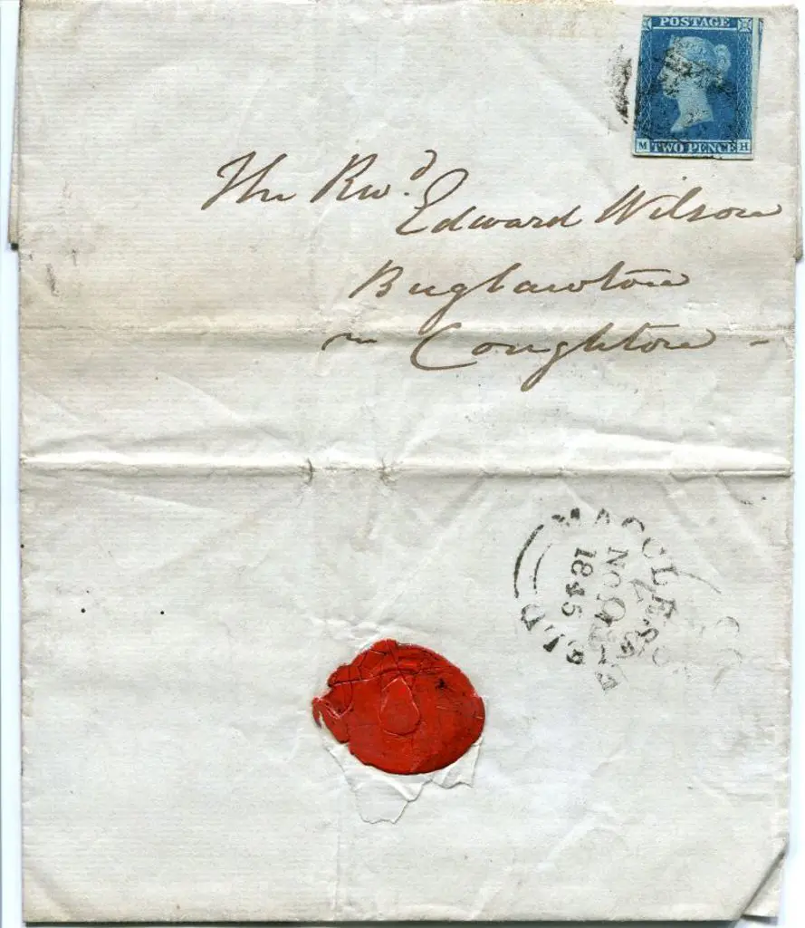 1845 (17th Nov) entire with 1841 2d blue (cut into ... Image 1++