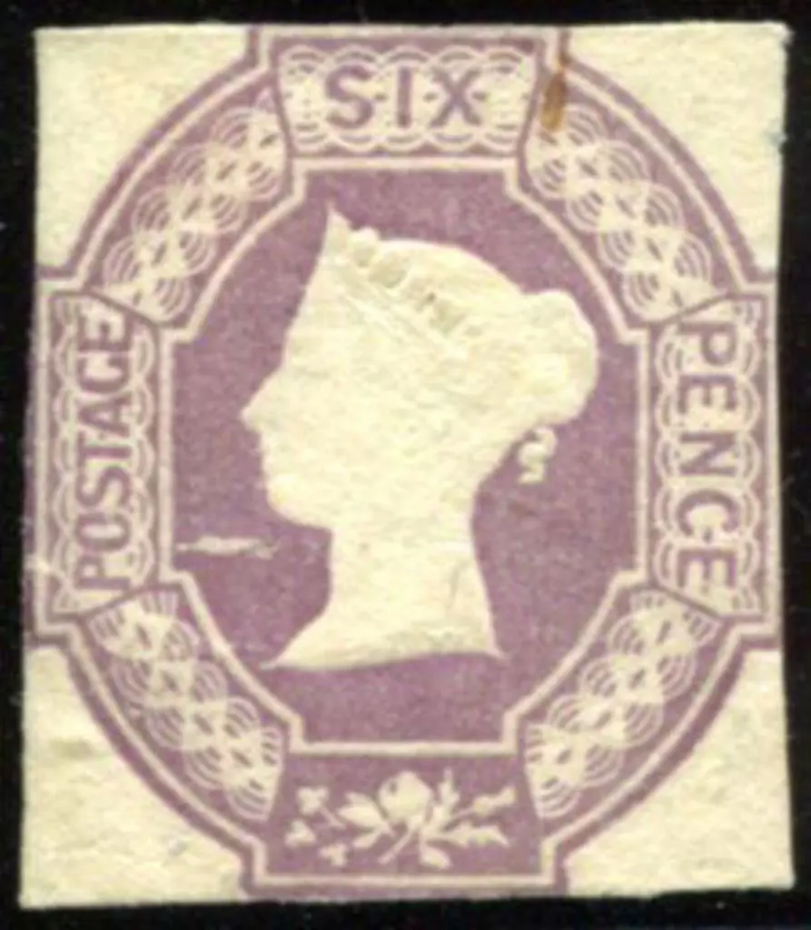 1847/54 6d dull lilac embossed with touching ... Image 1++
