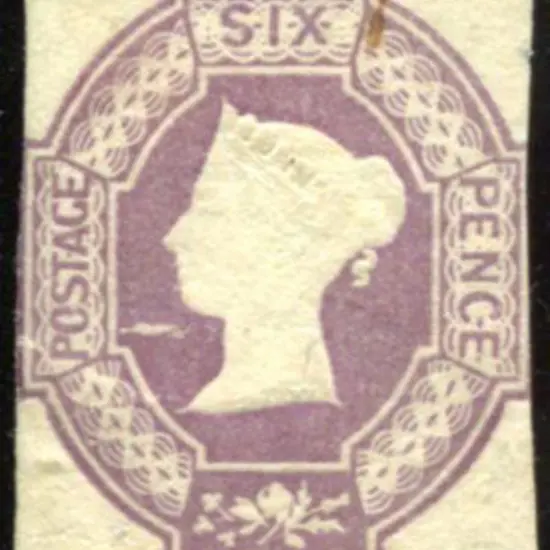 1847/54 6d dull lilac embossed with touching ...