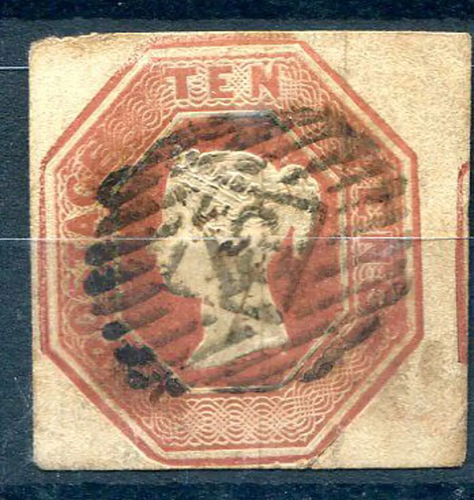 1847/54 10d brown embossed with central BN "13" ... Image 1++