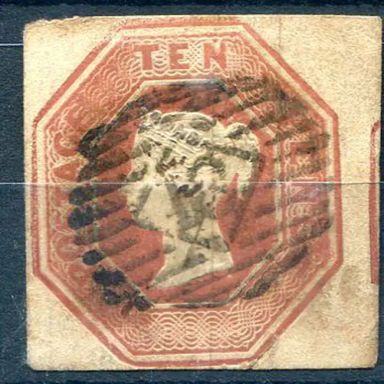 1847/54 10d brown embossed with central BN "13" ...