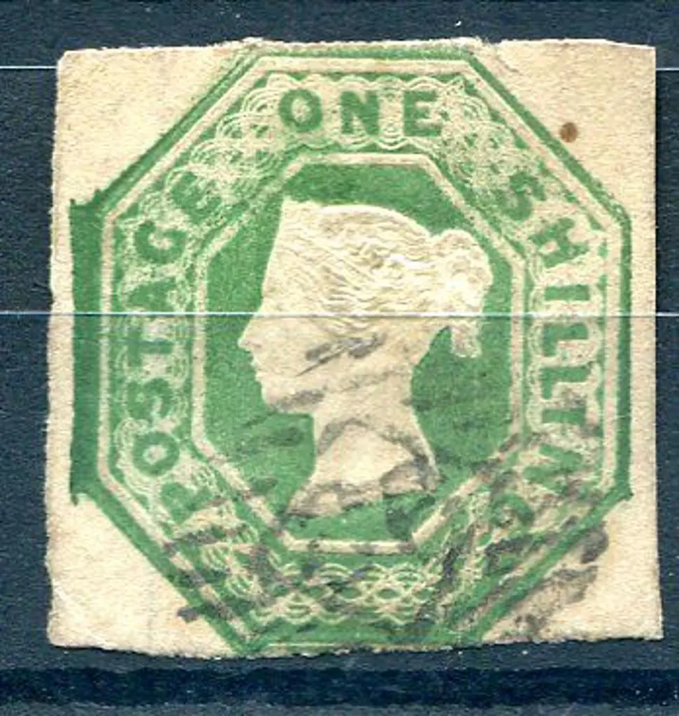 1847/54 1/- green embossed. Fine used by light ... Image 1++