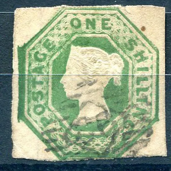 1847/54 1/- green embossed. Fine used by light ...