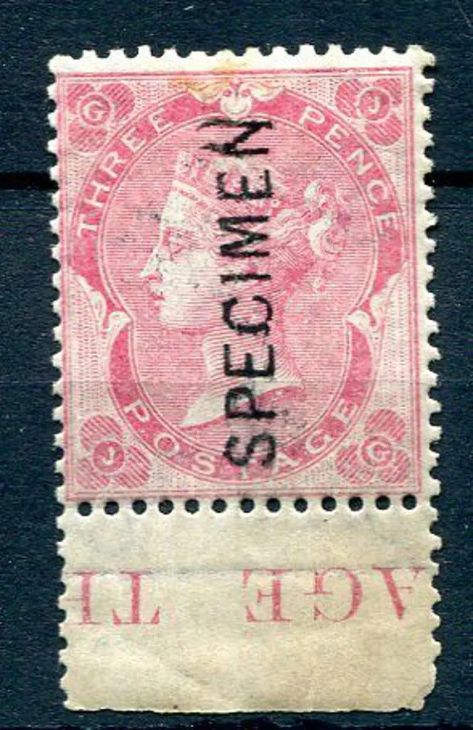 1862/64 3d pale carmine rose with bottom selvedge ... Image 1++