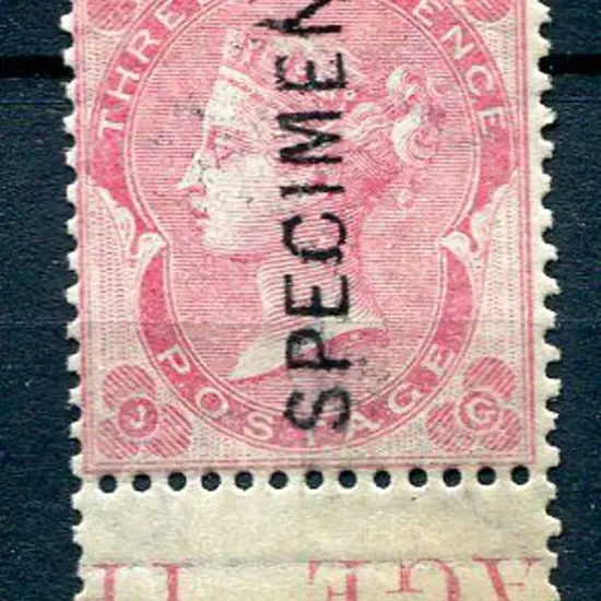 1862/64 3d pale carmine rose with bottom selvedge ...