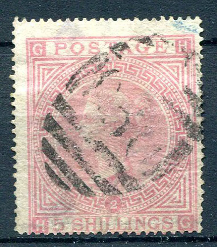 1867/83 5/- pale rose QV, plate 2 with light"C30" ... Image 1++