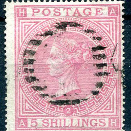 1867/83 5/- pale rose QV, plate 2 with Maltese ...